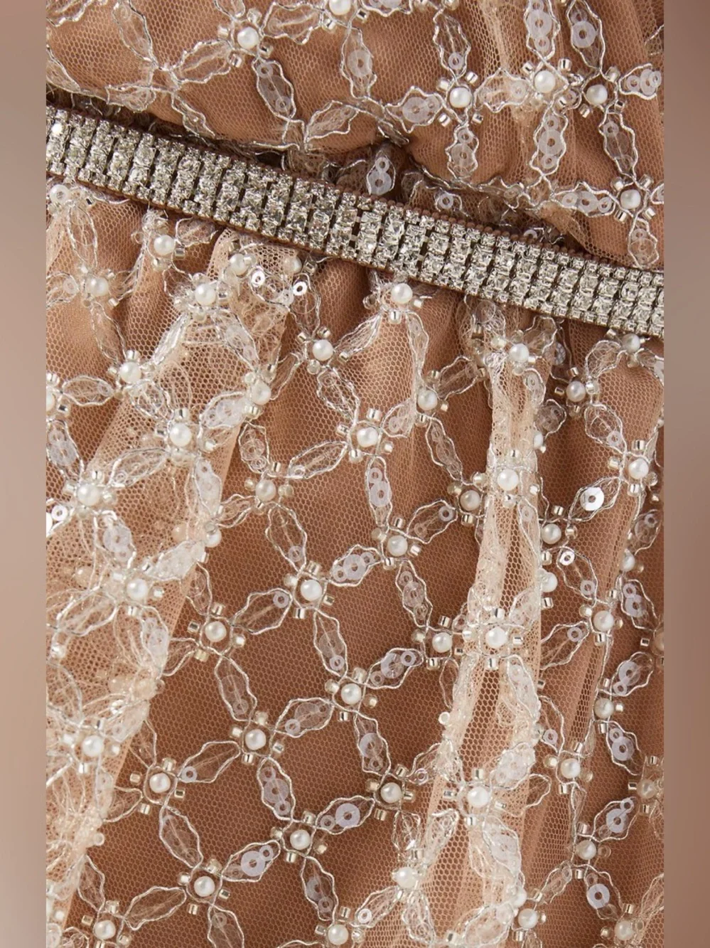 Self Portrait Tiered V-Neck Sequin Midi Dress in Champagne NEW WITH TAGS